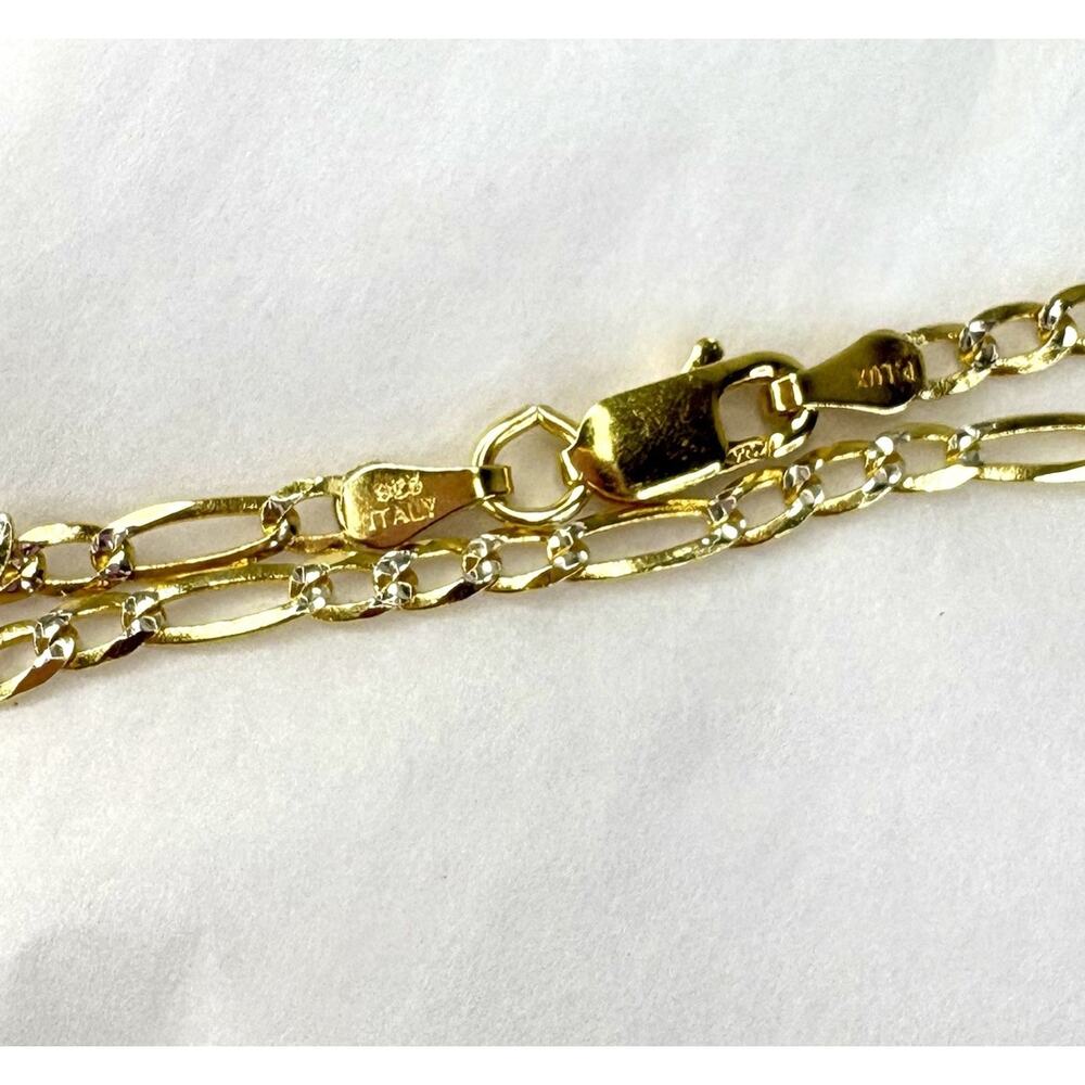 Agate Garnet Sterling Silver Gold Vermeil Pendant Necklace Figaro Chain 20” - Picture 5 of 6